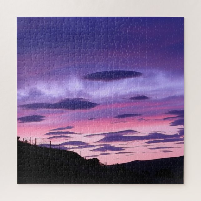 Puzzle Ciel Nuages Uniques Lueur de Coucher de Soleil Vio (Vertical)