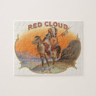 Puzzle Cigar vintage Art Étiquette, Red Cloud Indian en c
