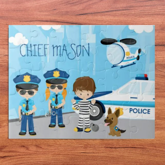 Puzzle Cignon petit homme de police avec prénom (Créateur téléchargé)