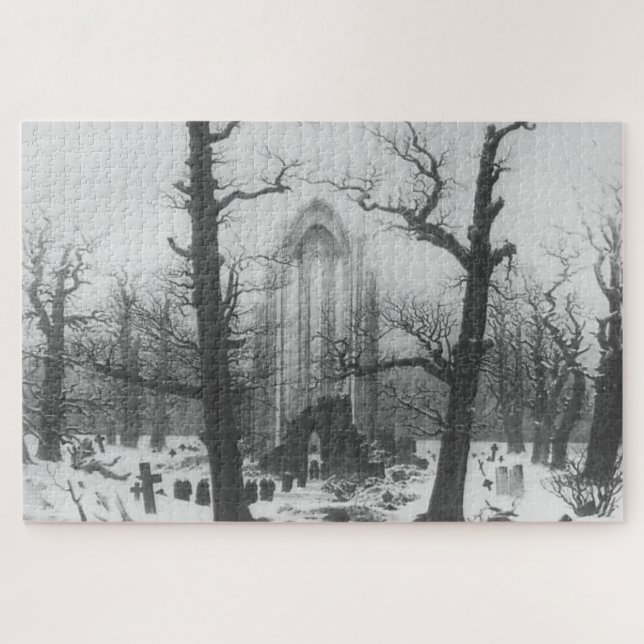 Puzzle Cimetière du Cloître dans la Neige par Caspar Davi (Horizontal)