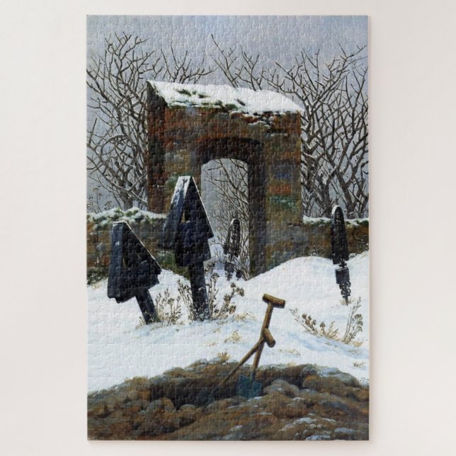 Puzzle Cimetière sous neige - Caspar David Friedrich (Vertical)