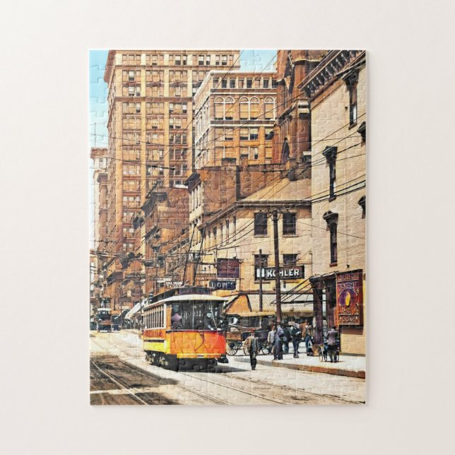 Puzzle Cincinnati OH - 4th et Main Streets avec tramway (Vertical)