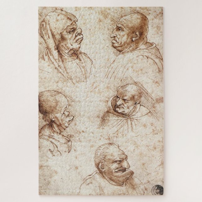Puzzle Cinq têtes caricaturales (v. 1490) : Léonard de Vi (Vertical)