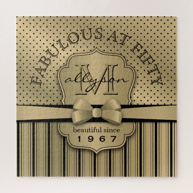 Puzzle cinquantième Arc de rayures de point de polka d'or (Vertical)