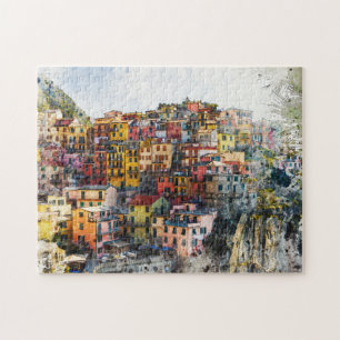 Puzzle Cinque Terre Liguria Italy scene summer watercolor