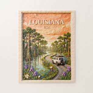 Puzzle Circuit routier en Louisiane, texture vintage de b