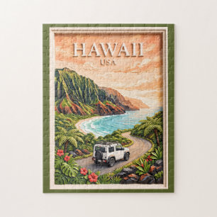 Puzzle Circuit routier vintage à Hawaii USA, paysage text
