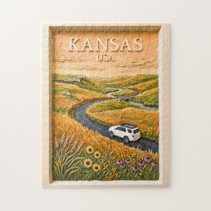 Puzzle Circuit routier vintage dans la prairie du Kansas,