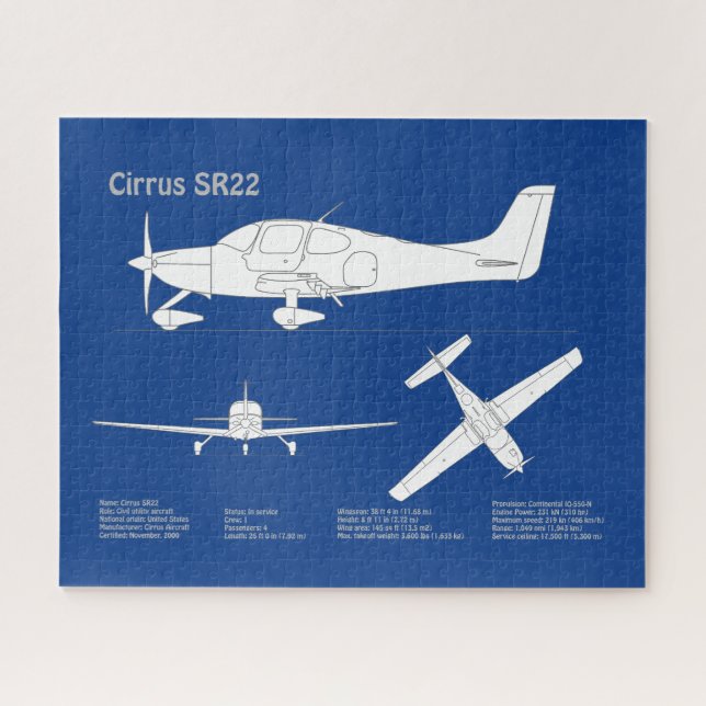 Puzzle Cirrus SR22 - Plans de dessin du plan directeur de (Horizontal)