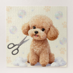 Puzzle Ciseaux à bulles de toilettage pour caniche mignon