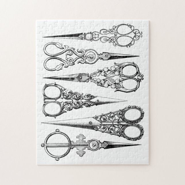 Puzzle ciseaux de coiffeur victorien élégant (Vertical)
