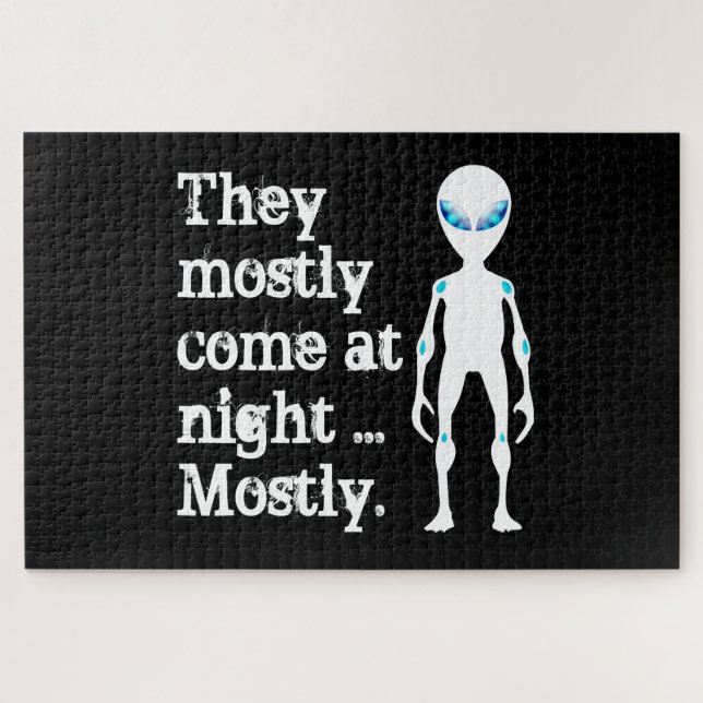 Puzzle Citation d'alien noir blanc mignon (Horizontal)