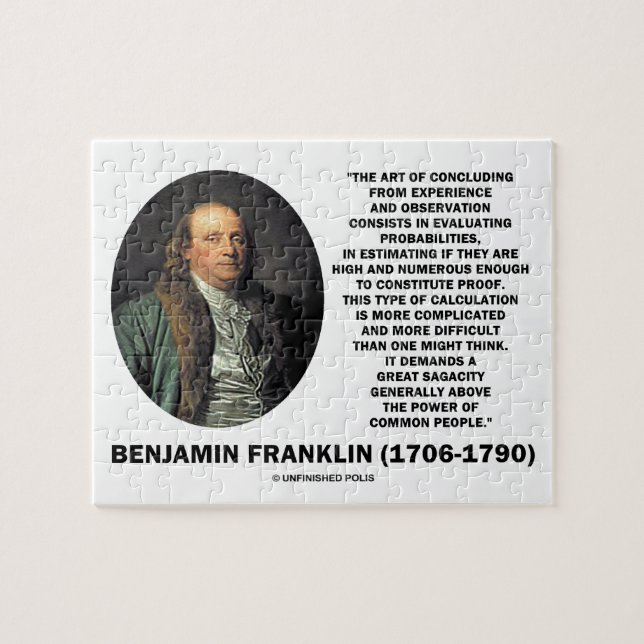 Puzzle Citation de Benjamin Franklin évaluant les probabi (Horizontal)