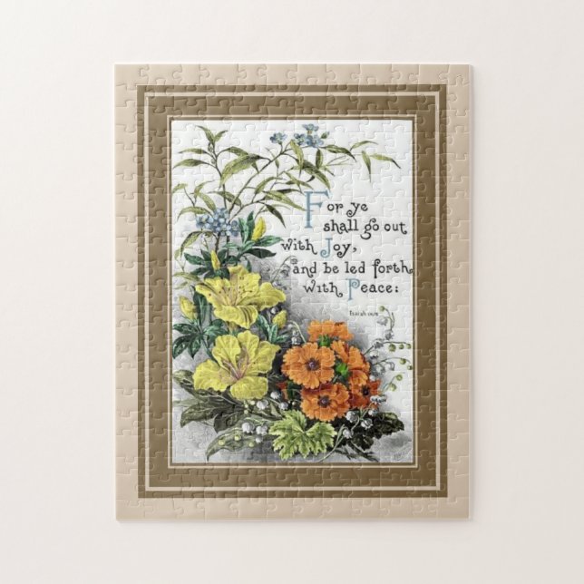 Puzzle Citation De La Bible Avec Fleurs (Vertical)