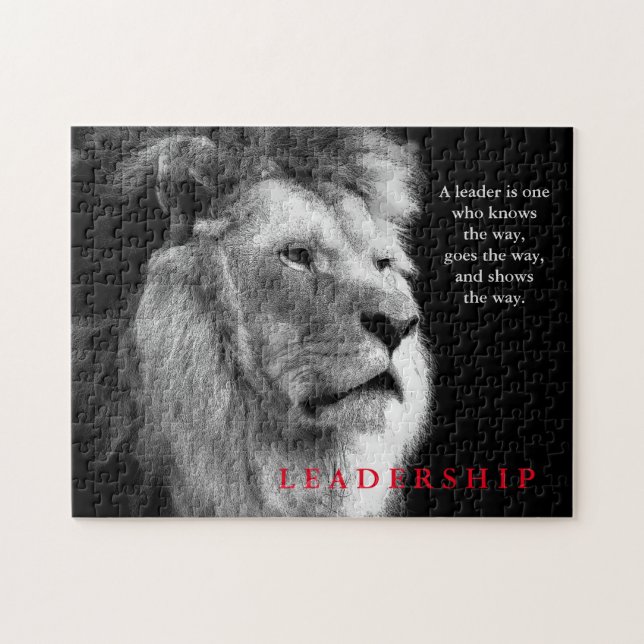 Puzzle Citation de leadership motivationnel du lion blanc (Horizontal)