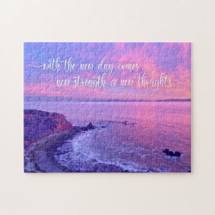 Puzzle Citation inspirante de Purple Pink Ocean Sunset
