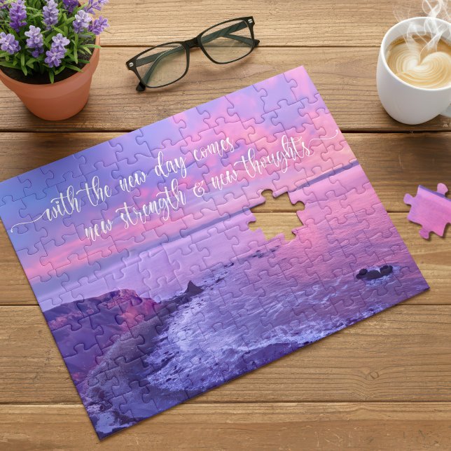 Puzzle Citation inspirante de Purple Pink Ocean Sunset (Créateur téléchargé)