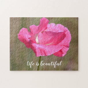 Puzzle Citation Inspirante Pink Poppy Floral