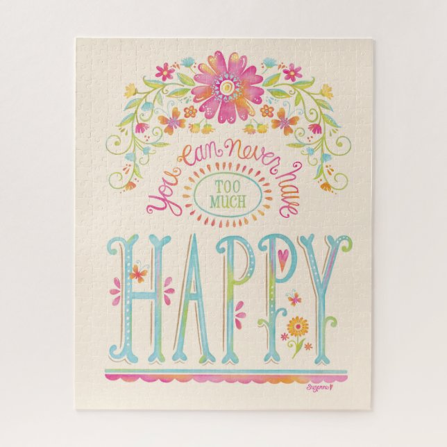 Puzzle Citation Inspirationnelle Rose Floral Happy Aquare (Vertical)