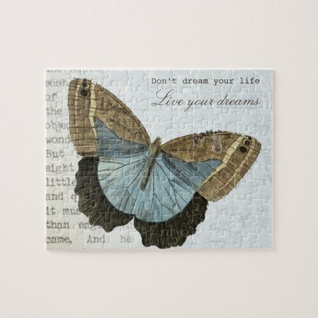 Puzzle Citation inspirée positive de papillon vintage (Horizontal)