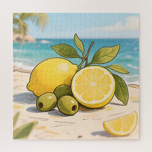 Puzzle Citron Olive de la plage ensoleillée Frais (Vertical)