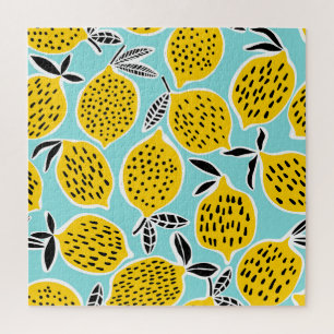 Puzzle Citron vintage : Motif sans fil tiré à la main