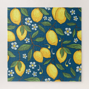 Puzzle Citrons jaunes : Motif de fruits tropicaux.