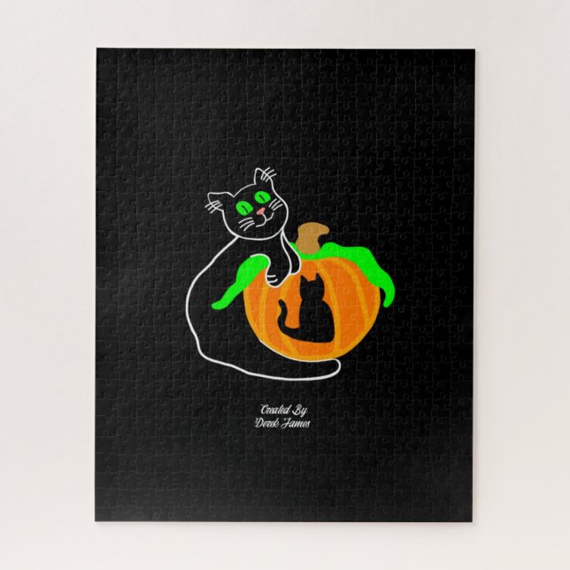 Puzzle Citrouille de chat noir (520 pièces) (Vertical)