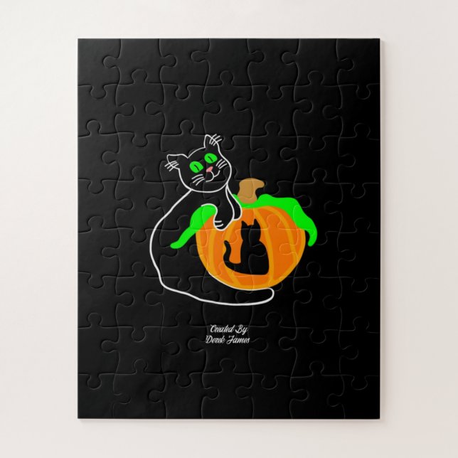 Puzzle Citrouille de chat noir (56 pièces) (Vertical)