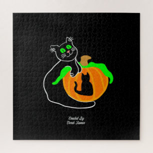 Puzzle Citrouille de chat noir (676 pièces)