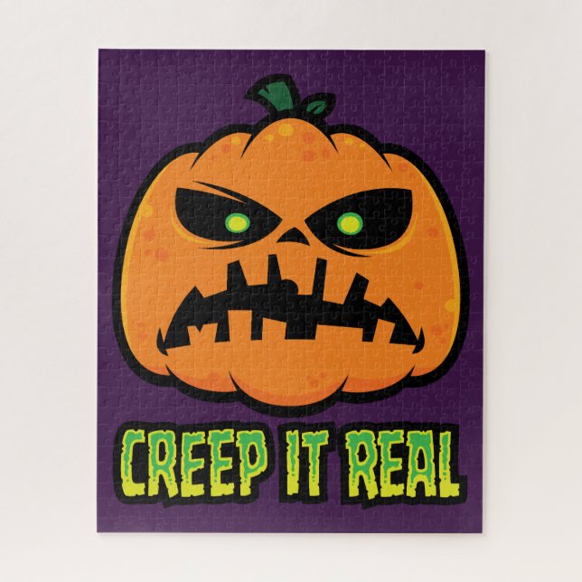 Puzzle Citrouille d'Halloween grincheuse Creep It Real (Vertical)