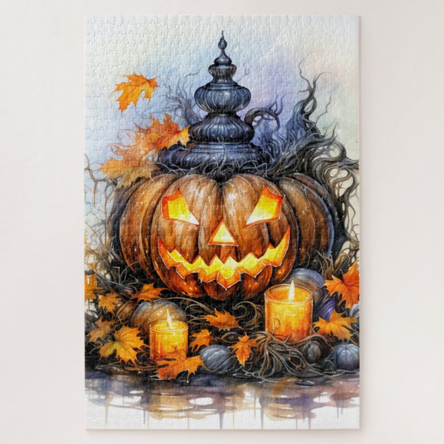 Puzzle Citrouille d'Halloween lumineuse et effrayante (Vertical)