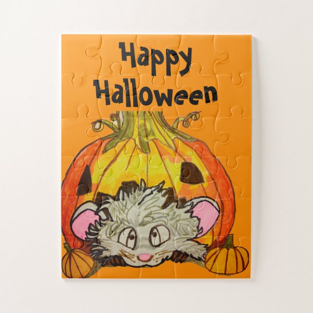 PUZZLE CITROUILLE D'HALLOWEEN SUR UN SOURIS  (Vertical)