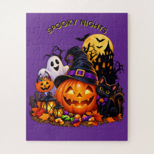 Puzzle Citrouille et Chat Noir d'Halloween