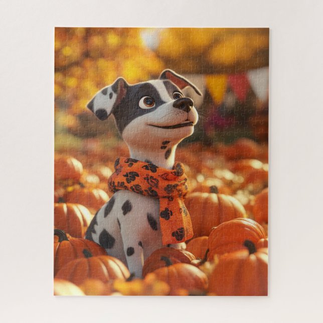Puzzle Citrouille et chiot (Vertical)