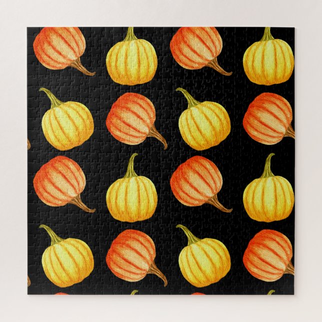 Puzzle Citrouille orange : Motif d'aquarelle transparente (Vertical)