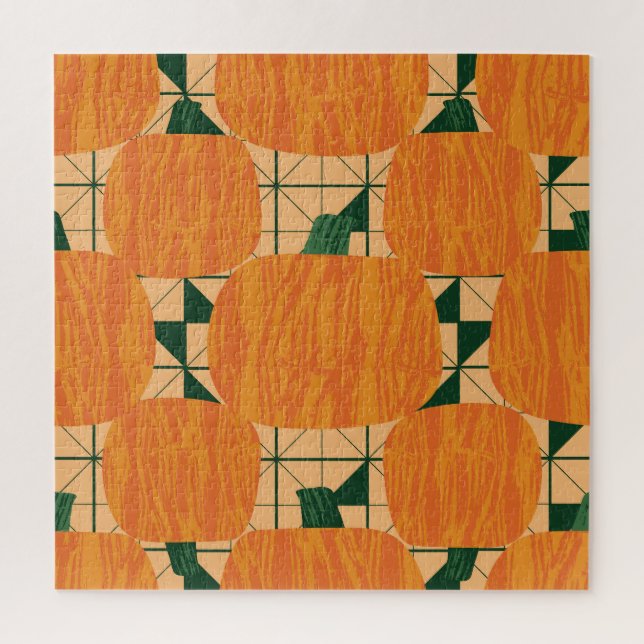 Puzzle Citrouille : Triangle géométrique rétro. (Vertical)