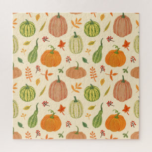 Puzzle Citrouille vert et orange, motif sans soudure.