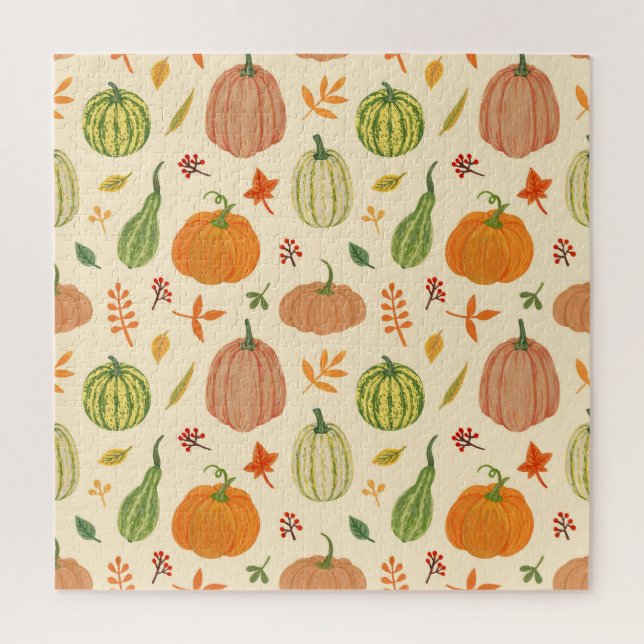Puzzle Citrouille vert et orange, motif sans soudure. (Vertical)