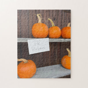 Puzzle Citrouilles à tarte sur étagère en bois