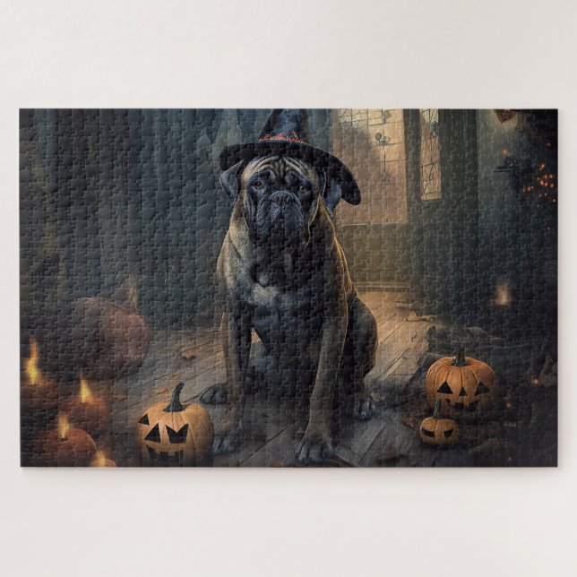 Puzzle Citrouilles Bullmastiff Halloween Épouvantables (Horizontal)