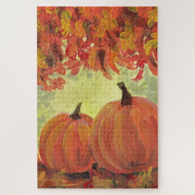 Puzzle Citrouilles de Thanksgiving #3 Feuilles d'automne (Vertical)