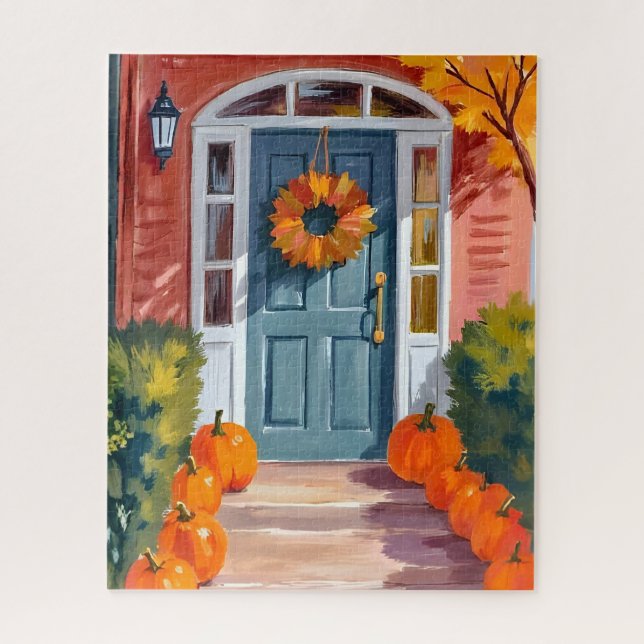 Puzzle Citrouilles de Thanksgiving | Automne Aquarelle (Vertical)