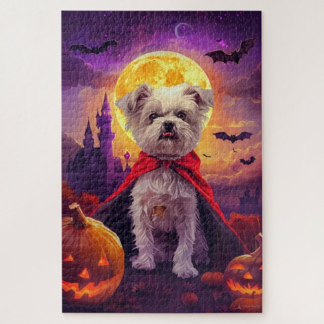 Puzzle Citrouilles de vampire maltais d'Halloween effraya (Vertical)