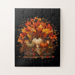 Puzzle Citrouilles Feuilles Arbres Automne Saison Automna
