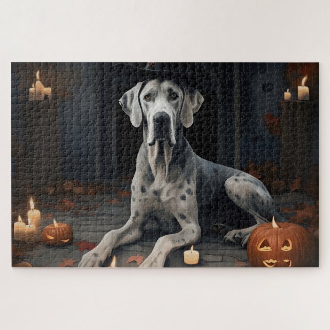 Puzzle Citrouilles Great Dane Halloween Épouvantable Flip (Horizontal)