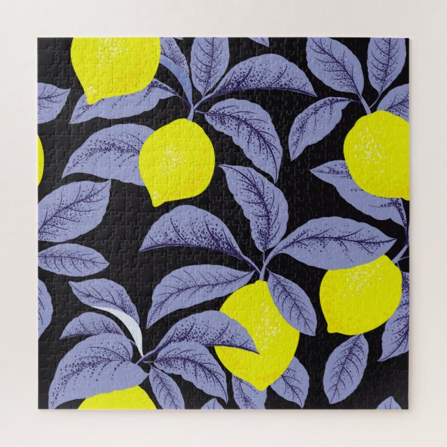 Puzzle Citrus de citron, design vintage botanique. (Vertical)