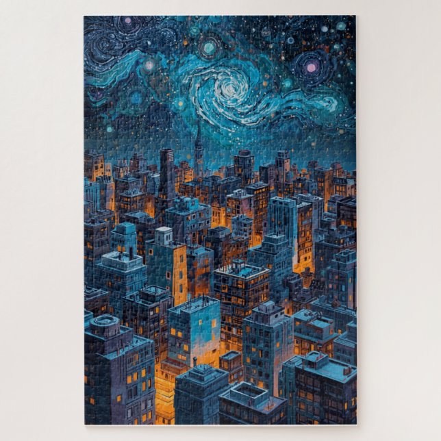 Puzzle City of Stars & Light – Urban Dreamscape Night (Vertical)