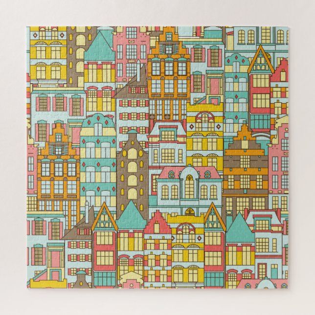 Puzzle City Panorama Croquis : Maisons Simples. (Vertical)