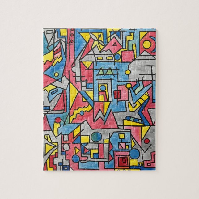 Puzzle Cityscape-Modern Bauhaus Geometric Art (Vertical)